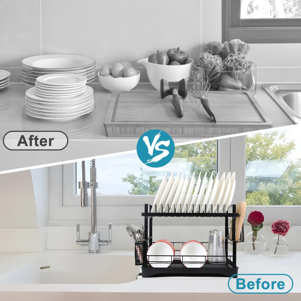 Upgraded 2 Piece Cookware Set Organizer Rack And Dish Drying Rack