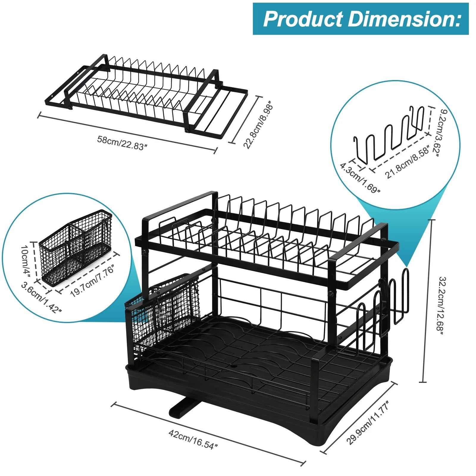 Upgraded 2 Piece Cookware Set Organizer Rack And Dish Drying Rack
