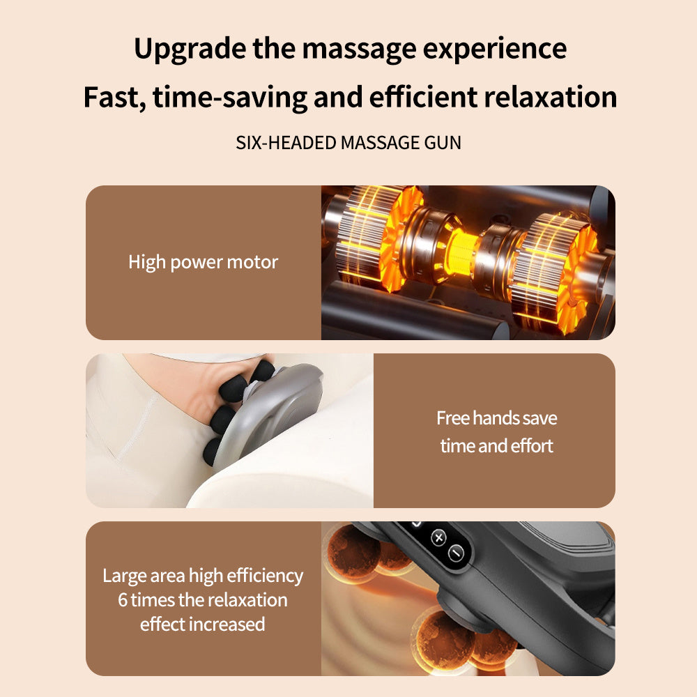 Handheld Deep Tissue Massagers  Percussion Massage Gun  6-Head Back Massager