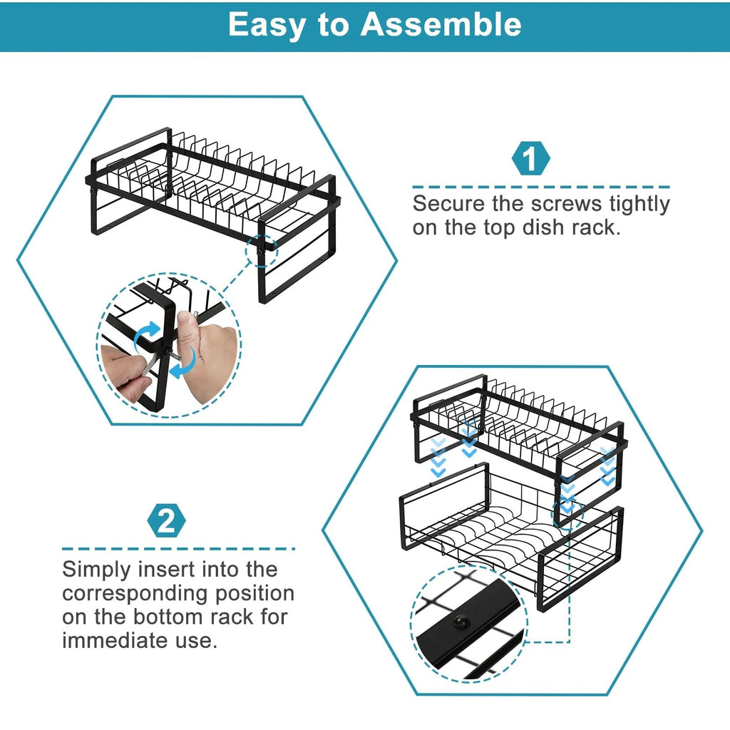 Upgraded 2 Piece Cookware Set Organizer Rack And Dish Drying Rack