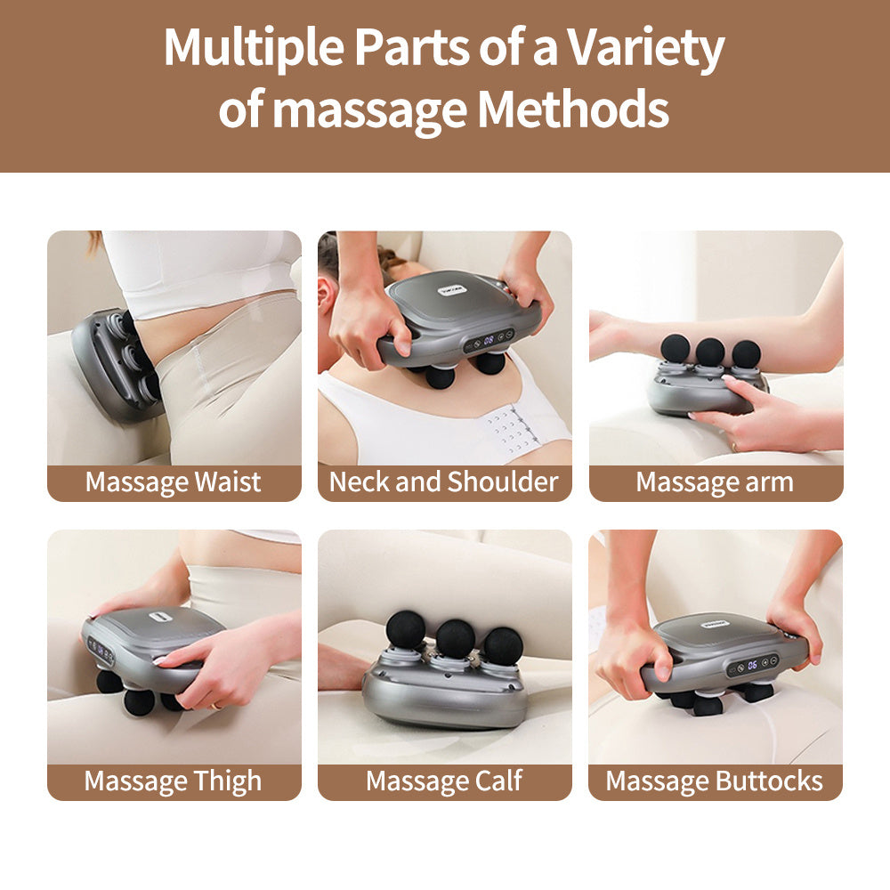 Handheld Deep Tissue Massagers  Percussion Massage Gun  6-Head Back Massager