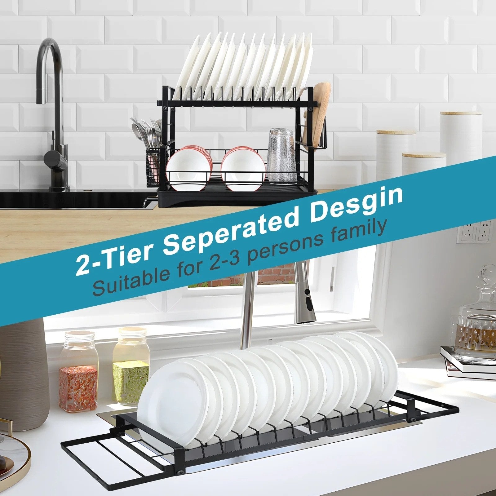 Upgraded 2 Piece Cookware Set Organizer Rack And Dish Drying Rack